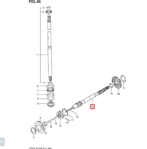 Вал гребной Suzuki DT9.9-15, DF9.9-15 (RT)
