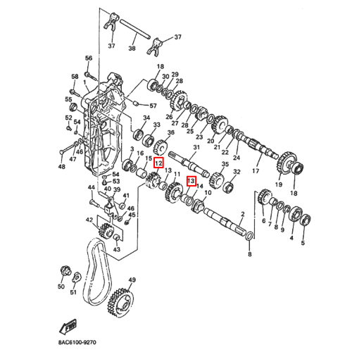 Подшипник игольчатый КПП Yamaha VK540 (22x28x16) (Premarine)
