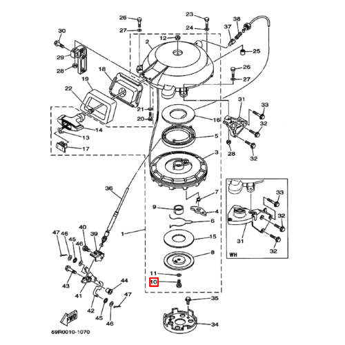 Болт крепления стартера Yamaha 25-30 (Yamaha)