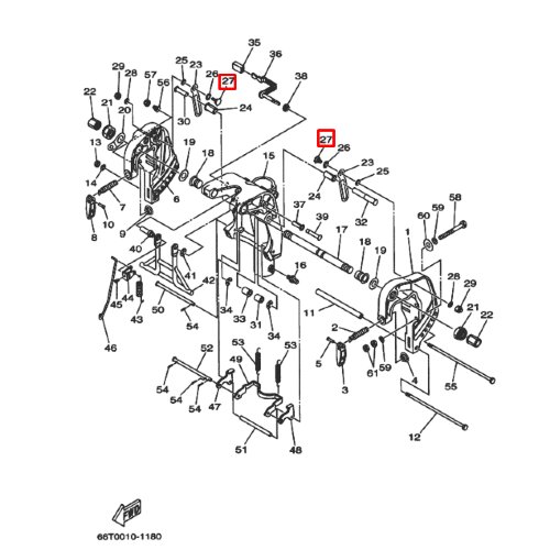 Болт струбцины поворотной рамы Yamaha 40X, F20-25 (90109-08M90) (Yamaha)