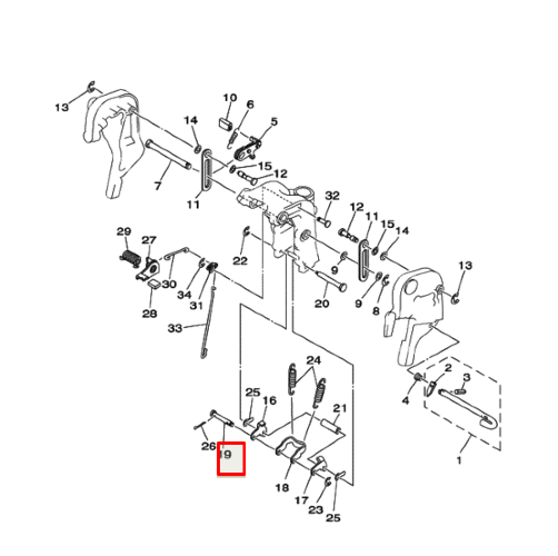 Палец фиксации подвески на заднем ходу Yamaha 30D, 40V, 50D(H) (Yamaha)