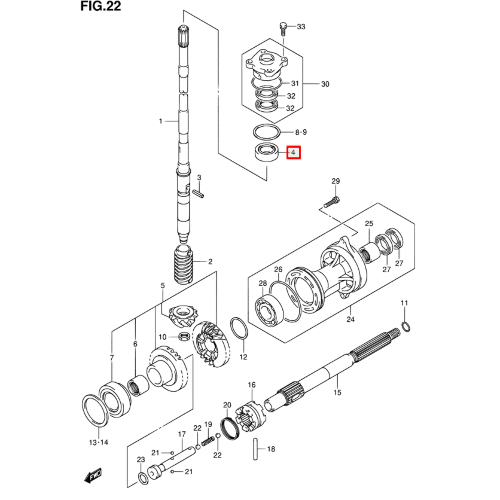 Подшипник роликовый Suzuki DF40-140(A) (25x52x19.25) (Sinera)