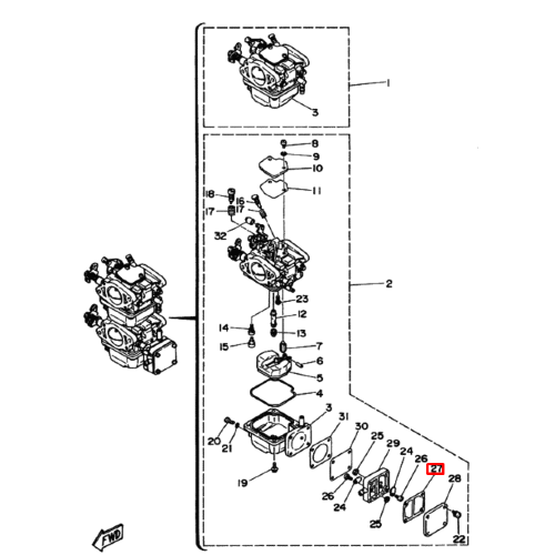 Прокладка топливного насоса Yamaha 9,9-15D(6E7); 20-25N (6L2)