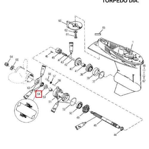 Сальник гребного вала Mercury 25-60 (22х31.8х6.9) (Quicksilver)