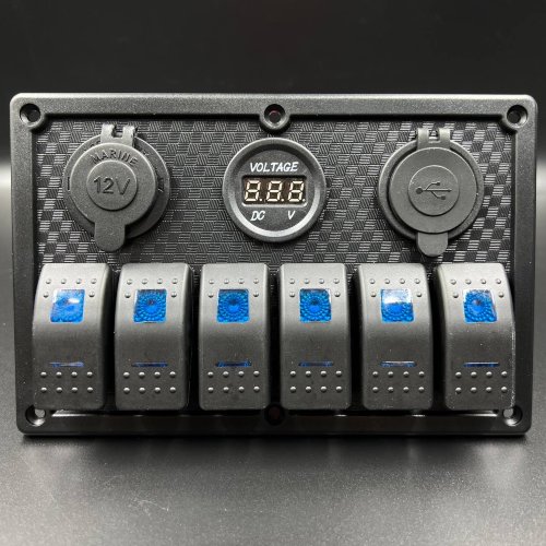 Панель управления (6 тумблеров вкл/выкл, 2 USB, розетка 12V, вольтметр) (PREMARINE)