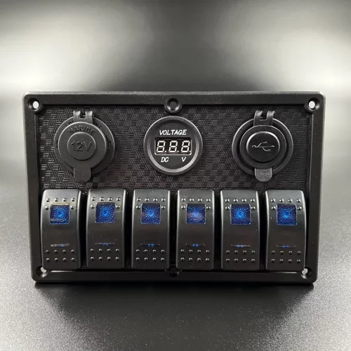 Панель управления (6 тумблеров вкл/выкл, 2 USB, розетка 12V, вольтметр) (PREMARINE)