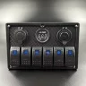 Панель управления (6 тумблеров вкл/выкл, 2 USB, розетка 12V, вольтметр) (PREMARINE)