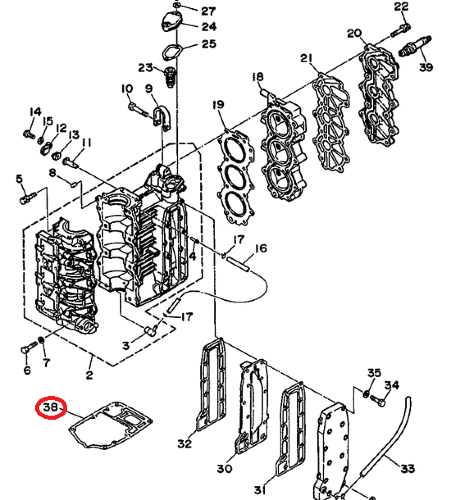 Прокладка под блок Yamaha 30D (YAMAHA)