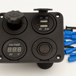 Панель розетка12V+USB+вольтметр+переключатель