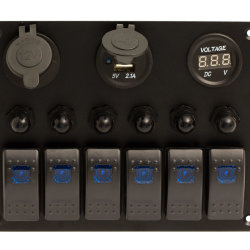 Панель розетка12V+USB+вольтметр+5 фикс+1 нефикс