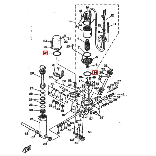 Кольцо уплотнительное гидроподъемника Yamaha 60-200 (688-43867-00;93210-71001)