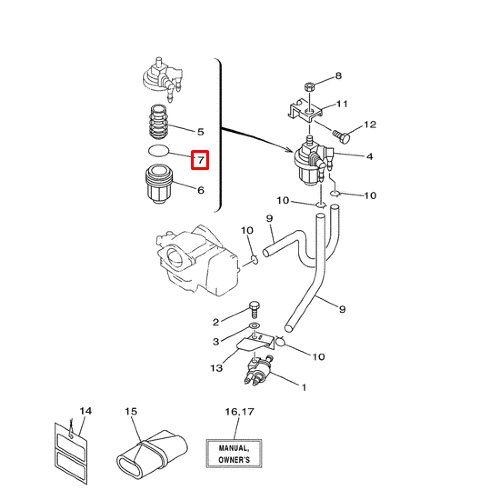 Уплотнительное кольцо топливного фильтра Yamaha 9,9-250 (93210-37M25;93210-32738)