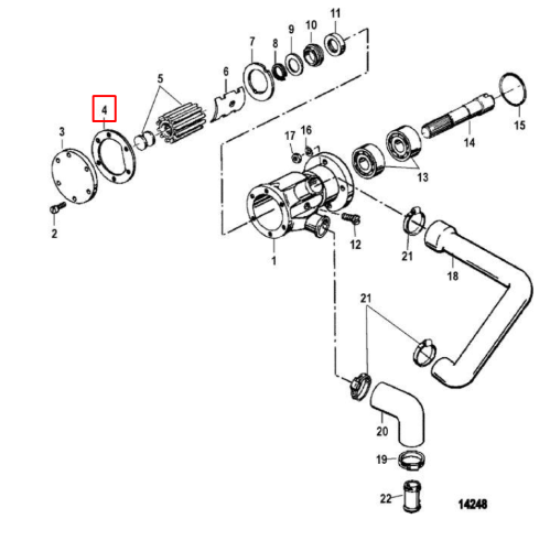 Прокладка корпуса помпы Mercruiser D3.0, 3.6, 4.2L; 530, 636 D-TA; CMD 2.8, 4.2L (Quicksilver)