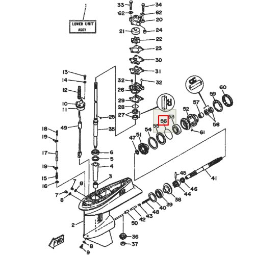 Кольцо уплотнительное обоймы гребного вала Yamaha 40-70 (93210-66M98) (Omax2)