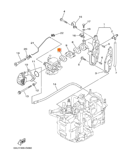 Прокладка карбюратора YAMAHA F8-9,9 HIDEA  (PREMARINE)