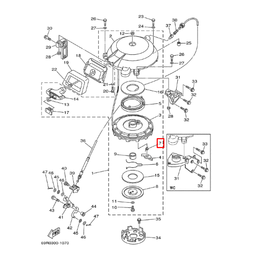 Пружина собачки стартера Yamaha 25-30 (YUELANG)