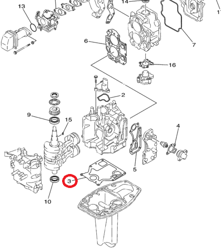 Прокладка под блок двигателя Yamaha F9.9-15 (PREMARINE)