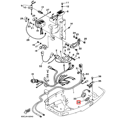 Уплотнение кнопки гидроподъемника Yamaha 40-200 F9,9-115 Yamaha