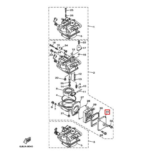 Крышка топливного насоса Yamaha 30D (6J8) (три цилиндра) Япония