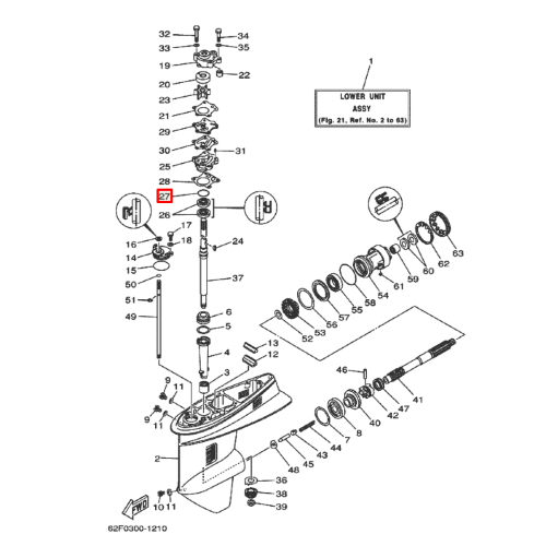 Кольцо уплотнительное корпуса сальников торсиона Yamaha 25-90 (93210-41042; 93210-46044) (Yamaha)